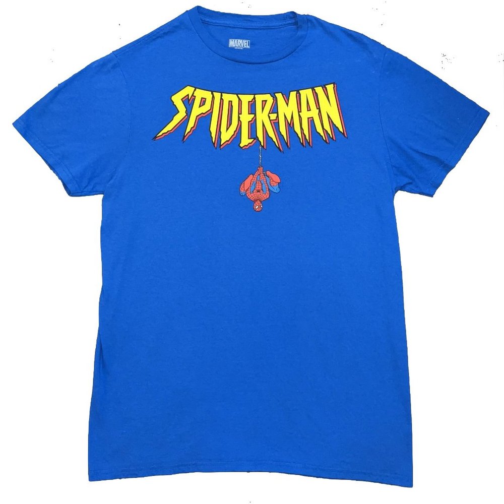 Vintage Style Spider-man T-Shirt Blue Medium